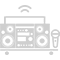 Boombox trolley with wireless mic